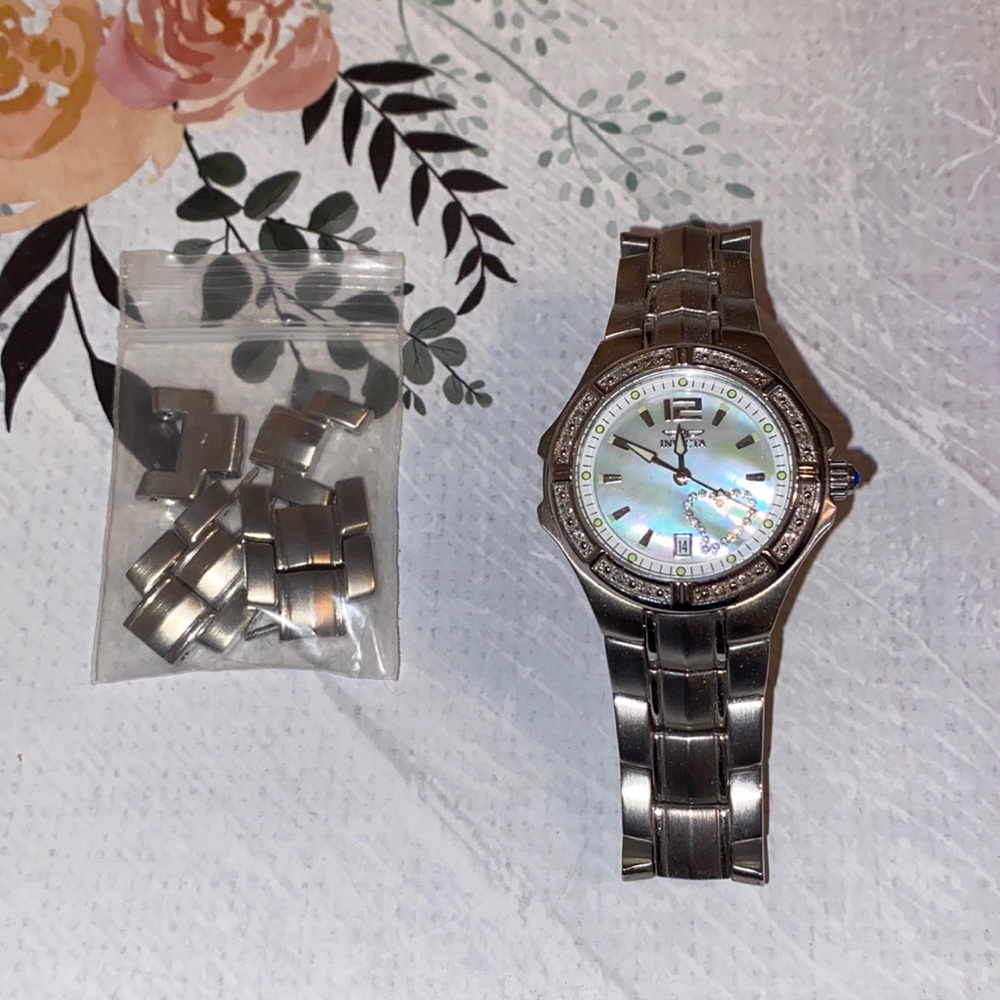 Invicta watch, mother of pearl face.  New; wob.